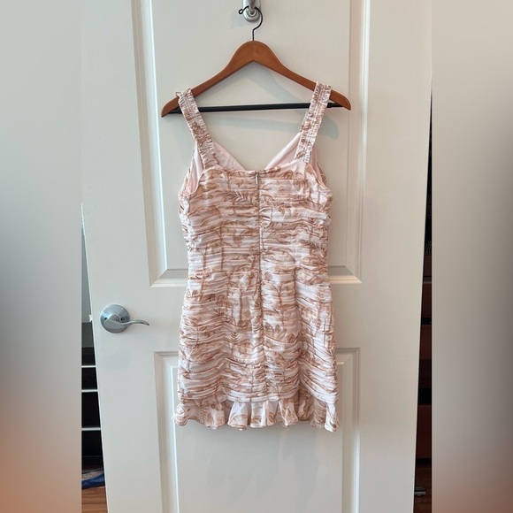 Ted Baker London Rrosiee Palm Tree Ruched Front Sleeveless Ruffle Hem Mini Dress - Picture 6 of 16